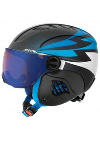 Alpina Carat L.E. Visor HM Skihelm Kinder Skifahren (Gr 54-58 cm |schwarz/blau)
