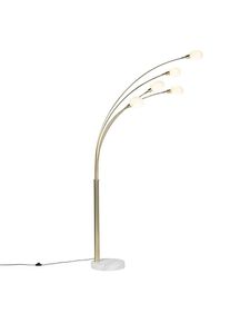 Qazqa Art Deco Stehlampe Gold 5 Lampen - Sixties Marmo