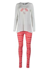 Skiny, Damen Pyjama 'Holiday Fun', Hellbeige / Lachs / Pink / Wei&szlig;