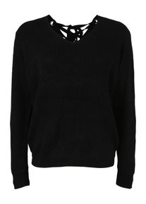 Urban Classics Curvy, Damen Pullover 'Ladies Back Lace Up Sweater', Schwarz