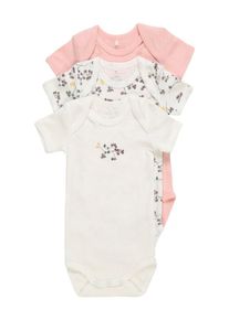 name it, M&auml;dchen Body 'NBFBODY 3P SS BRIGHT WHITE NOOS', Rosa / Wei&szlig;