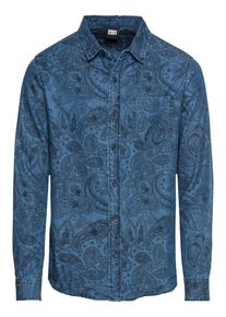 Urban Classics, Herren Jeanshemd, Blue Denim / Schwarz