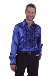 Chemise homme bleu scintillant à volants