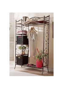 Home Affaire , Garderobenschrank , braun , braun Hammerschlag , Garderobe im romantischen Landhaus-Stil