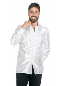 Camicia in raso con volant per uomo bianco