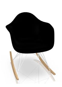 Eames Plastic Arm Rocking Chair RAR Schaukelstuhl Vitra Ahorn gelblich - Chrom - Schwarz