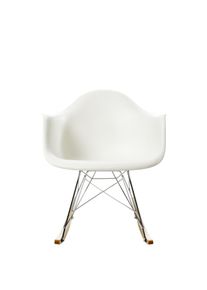 Eames Plastic Arm Rocking Chair RAR Schaukelstuhl Vitra Ahorn gelblich - Chrom - Weiss