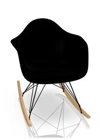 Eames Plastic Arm Rocking Chair RAR Schaukelstuhl Vitra Ahorn gelblich - Schwarz - Tiefschwarz