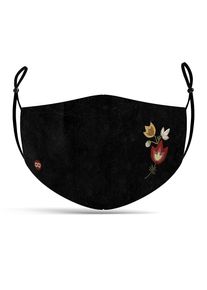maskworld Stoffmaske Blumen Stick-Muster | Halloween Maske | Größe: S | Farbe: Schwarz