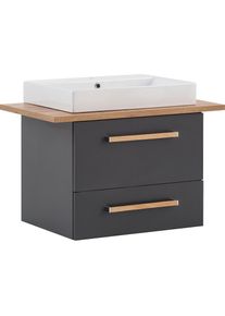 Waschtisch »Duo«, 80 cm Breite , grau , Schildmeyer , anthrazit/eiche landhausfb.