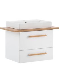 Waschtisch »Duo«, 80 cm Breite , weiss , Schildmeyer , kreideweiss/eiche landhausfb.
