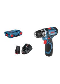 Bosch Professional , Akku-Schrauber , blau , Zwei Akkus, Ladegerät und L-Boxx 102 inklusive
