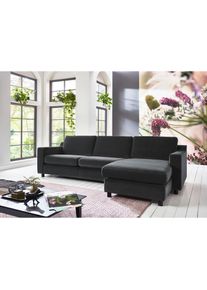 Ecksofa »Mathieu«, pflegeleichter Samtvelours , grau , LEONIQUE , Dunkelgrau