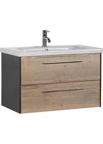Waschtisch »3400«, Breite 80 cm , grau , Marlin , anthrazit/Eiche Struktur