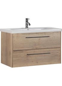 Waschtisch »3400«, Breite 80 cm , beige , Marlin , Eiche Struktur/Eiche Struktur