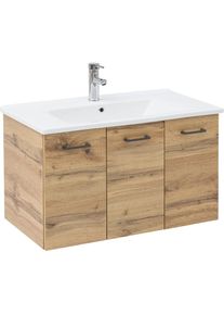 Waschtisch »Nora«, mit Keramibecken, Breite 85 cm , braun , Schildmeyer , eiche landhausfb.