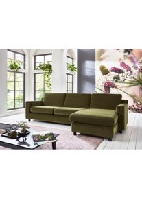 Ecksofa »Mathieu«, pflegeleichter Samtvelours , grün , LEONIQUE , Olivgrün