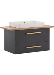 Waschtisch »Duo«, 100 cm Breite , grau , Schildmeyer , anthrazit/eiche landhausfb.