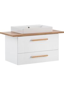 Waschtisch »Duo«, 100 cm Breite , weiss , Schildmeyer , kreideweiss/eiche landhausfb.