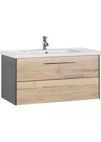 Waschtisch »3400«, Breite 100 cm , grau , Marlin , anthrazit/Eiche Struktur