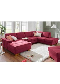 Wohnlandschaft &raquo;Pucci&laquo;, mit Federkern, Sitztiefenverstellung, Kontrastnaht , rot , Home Affaire , bordeaux