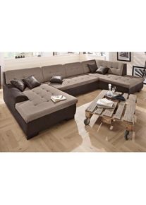 Wohnlandschaft &raquo;Bergen&laquo;, wahlweise mit Bettfunktion , braun , Home Affaire , dunkelbraun/beige