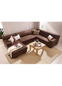 Wohnlandschaft »Falk«, mit Federkern und wahlweise mit Bettfunktion , braun , Home Affaire , mocca