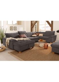 Wohnlandschaft &raquo;Lyla&laquo;, wahlweise mit R&uuml;ckenfunktion und zus&auml;tzlich mit Bett + Bettkasten , braun , Home Affaire , schwarzbraun