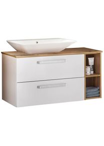 Waschtisch »Malina«, Breite 102 cm, mit Keramikbecken , weiss , Schildmeyer , kreideweiss/Eiche Landhaus