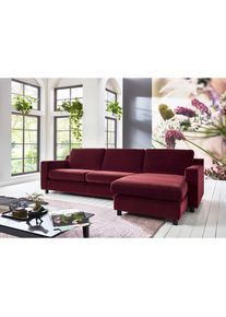 Ecksofa »Mathieu«, pflegeleichter Samtvelours , rot , LEONIQUE , Bordeaux-rot