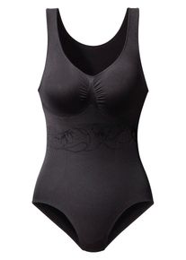 Lascana Shaping-Body, Seamless mit Zart Eingestrickter Blumenranke, Basic Dessous Schwarz, Größe S (36/38)