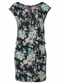 s.Oliver Sommerkleid, mit Bindeband, mit Blumenprint Schwarz, Größe 36