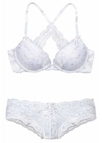 Lascana Set: Push-Up-Bh, Set, 2 Tlg., mit Panty, mit Zarter Spitze, Sexy Dessous Rosa, Größe 75 (36/38)