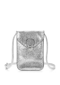 Lascana Umhängetasche, Minibag, Handytasche Zum Umhängen Im Coolen Metallic Look Vegan Silberfarben, Größe B/H: 12 cm x 18,5 cm