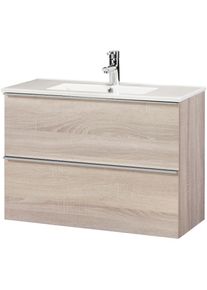 Waschtisch »Malaga 800«, Breite 80 cm, Tiefe 36 cm, SlimLine , braun , Cygnus Bath , eichehell