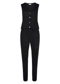 Lascana Jumpsuit, mit Bindegürtel, mit Knopfleiste Vorne Schwarz, Größe 36