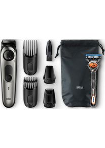 Braun , Haar- und Bartschneider &raquo;BT7020&laquo;, 4 Aufs&auml;tze, mit Gratis Gillette Fusion5 ProGlide Rasierer , schwarz , Vollst&auml;ndig abwaschbarer Bart- und...