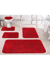 Badematte &raquo;Melange&laquo;, H&ouml;he 27 mm, rutschhemmend beschichtet, besonders dichter Flor , rot , Grund , rubinrot