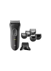 Braun , Gesichtshaarrasierer &raquo;Series 3 3000 BT&laquo;, 5 St. Aufs&auml;tze, auch zum Trimmen u. Bartschneiden, 5 Trimmaufs&auml;tze 1 - 7 mm, LED-Anzeige , schwarz...