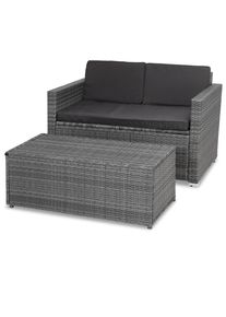 Casaria® Polyrattan Zweisitzer-Sofa Grau mit Ottomane
