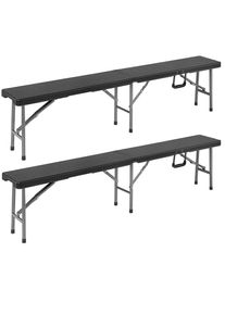 Casaria® Rattanbänke Malmö 2er-Set Schwarz 180cm