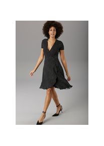 Aniston SELECTED , Sommerkleid, mit Volant , schwarz-weiss , N-Gr , schwarz-weiss-gepunktet , Damenkleid aus elastischer Viskosemischung