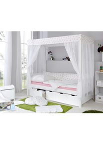 Himmelbett »Lino« , weiss , Ticaa , Kiefer massiv weiss gewachst