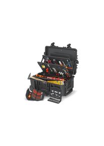 Knipex , Werkzeugset »Robust45 Elektro«, (63 St.) , rot , Verschliessbare Bodenschale individuell unterteilbar durch Aluminium-Trennstegesystem