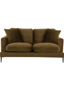 2-Sitzer »Cozy«, mit losen Kissen und Metallbeinen , gelb , LEONIQUE , senf