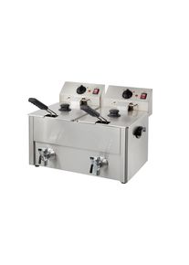Gastro Elektro-Doppel-Fritteuse ECO 10+10 Liter mit Ablasshahn / Friteuse