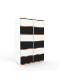 MYCS Kommode Weiß - Design-Lowboard: Schubladen in Schwarz - Hochwertige Materialien - 79 x 118 x 35 cm, Selbst zusammenstellen