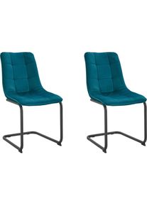 Freischwinger &raquo;JENNY&laquo;, (Set), 2 St., Samtvelours, 2 oder 4 St&uuml;ck , blau , Hela , petrol