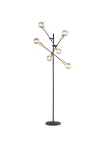 Trio Stehlampe Cross in trendigem Schwarz-Gold-Design