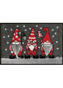 wash+dry by Kleen-Tex, wash+dry by Kleen-Tex Fussmatte &raquo;Winterzwerge&laquo; rechteckig 7 mm H&ouml;he Schmutzfangmatte, rutschhemmend, waschbar, grau, Kunstfaser